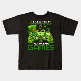 P is for playing games st patricks day Kids T-Shirt